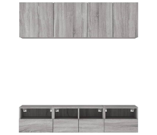 Muebles de TV de pared 5 pzas madera de ingeniería gris Sonoma