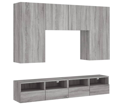 Muebles de TV de pared 5 pzas madera de ingeniería gris Sonoma