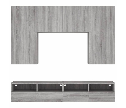 Muebles de TV de pared 5 pzas madera de ingeniería gris Sonoma