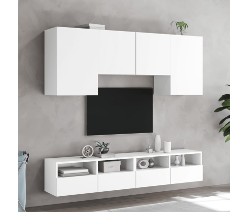 Muebles de TV de pared 5 piezas madera de ingeniería blanco