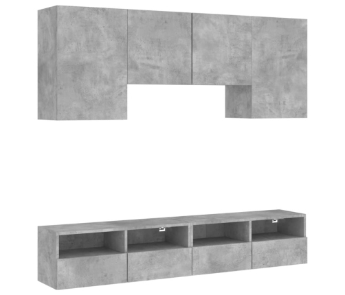 Muebles de TV de pared 5 pzas madera ingeniería gris hormigón