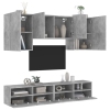 Muebles de TV de pared 5 pzas madera ingeniería gris hormigón