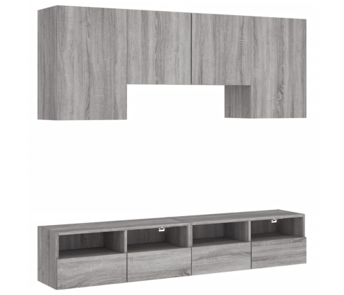 Muebles de TV de pared 5 pzas madera de ingeniería gris Sonoma