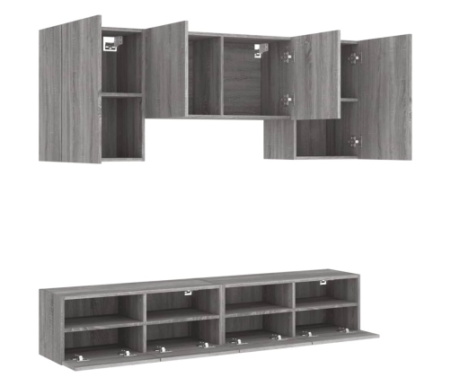 Muebles de TV de pared 5 pzas madera de ingeniería gris Sonoma