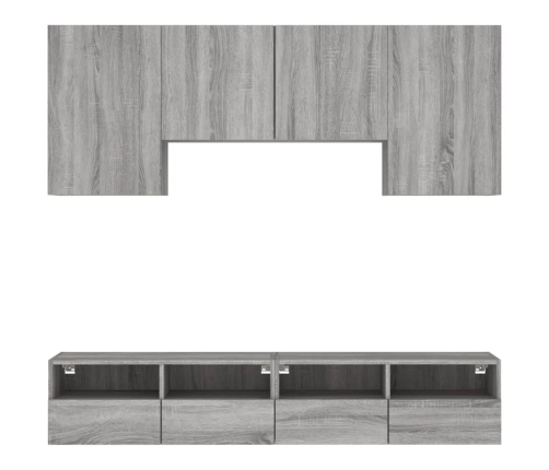 Muebles de TV de pared 5 pzas madera de ingeniería gris Sonoma