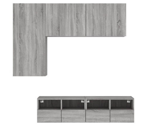 Muebles de TV de pared 4 pzas madera de ingeniería gris Sonoma