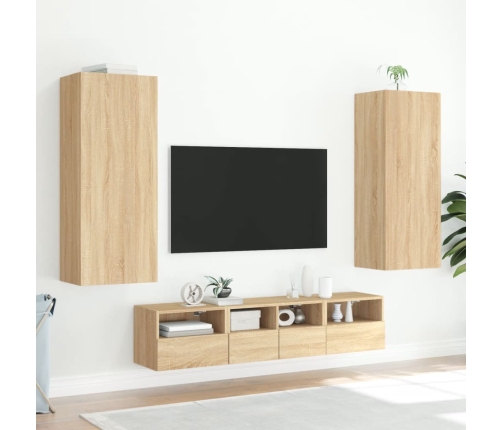 Muebles de TV de pared 5 pzas madera de ingeniería roble Sonoma