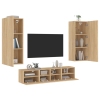 Muebles de TV de pared 5 pzas madera de ingeniería roble Sonoma