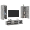 Muebles de TV de pared 5 pzas madera ingeniería gris hormigón