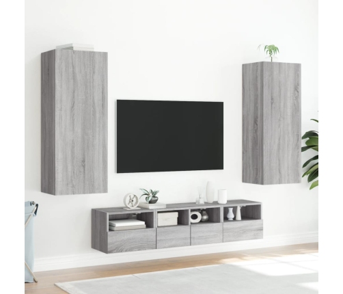 Muebles de TV de pared 5 pzas madera de ingeniería gris Sonoma