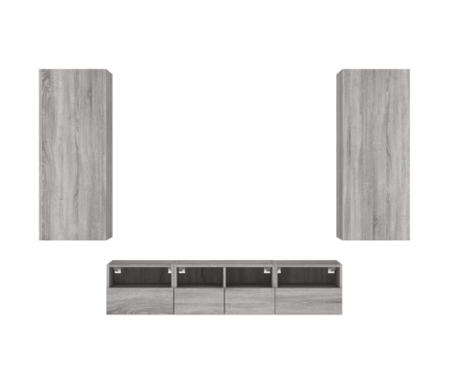 Muebles de TV de pared 5 pzas madera de ingeniería gris Sonoma