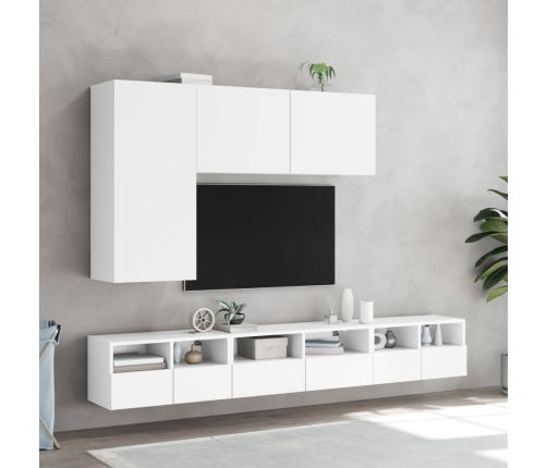 Muebles de TV de pared 5 piezas madera de ingeniería blanco