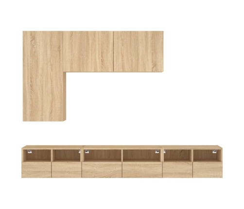 vidaXL Muebles de TV de pared 5 pzas madera de ingeniería roble Sonoma