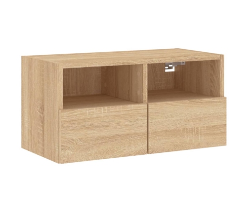 vidaXL Muebles de TV de pared 5 pzas madera de ingeniería roble Sonoma