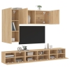 vidaXL Muebles de TV de pared 5 pzas madera de ingeniería roble Sonoma