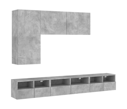 Muebles de TV de pared 5 pzas madera ingeniería gris hormigón