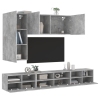 Muebles de TV de pared 5 pzas madera ingeniería gris hormigón