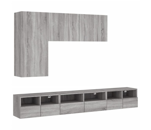 Muebles de TV de pared 5 pzas madera de ingeniería gris Sonoma