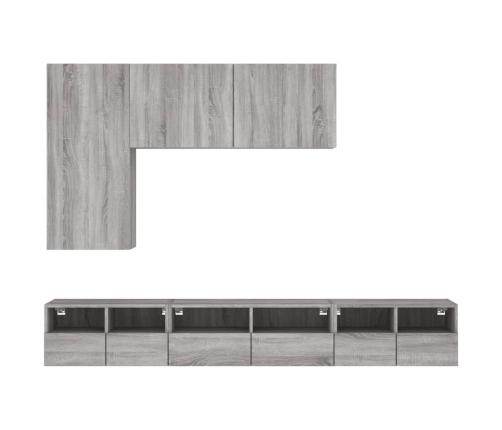 Muebles de TV de pared 5 pzas madera de ingeniería gris Sonoma