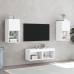 Muebles de TV de pared con luces LED 4 piezas blanco