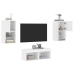 Muebles de TV de pared con luces LED 4 piezas blanco