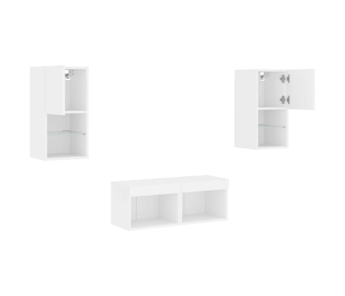 Muebles de TV de pared con luces LED 4 piezas blanco