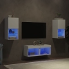 Muebles de TV de pared con luces LED 4 piezas blanco