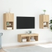 Muebles de TV de pared con luces LED 4 piezas roble Sonoma