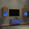 Muebles de TV de pared con luces LED 4 piezas roble Sonoma