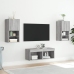 vidaXL Muebles de TV de pared con luces LED 4 piezas gris Sonoma