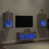 vidaXL Muebles de TV de pared con luces LED 4 piezas gris Sonoma