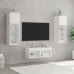 Muebles de TV de pared con luces LED 4 piezas blanco