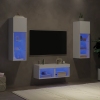 Muebles de TV de pared con luces LED 4 piezas blanco