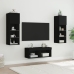 Muebles de TV de pared con luces LED 4 piezas negro