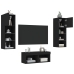 Muebles de TV de pared con luces LED 4 piezas negro