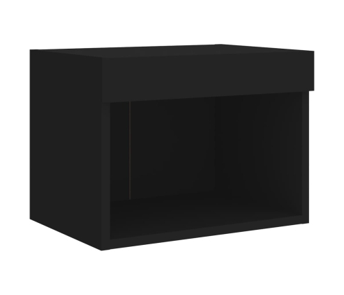 Muebles de TV de pared con luces LED 4 piezas negro