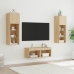 Muebles de TV de pared con luces LED 4 piezas roble Sonoma