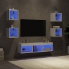 vidaXL Muebles de TV de pared con LED 7 pzas madera ingeniería blanco