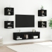 Muebles de TV de pared con LED 7 pzas madera ingeniería negro