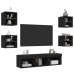 Muebles de TV de pared con LED 7 pzas madera ingeniería negro