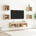 Muebles TV pared con LED 7 pzas madera ingeniería roble Sonoma