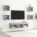 Muebles TV pared con LED 7 pzas madera ingeniería gris Sonoma