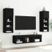 Muebles de TV de pared con LED 5 pzas madera ingeniería negro