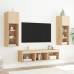 Muebles TV pared con LED 5 pzas madera ingeniería roble Sonoma