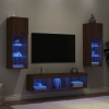 Muebles TV pared con LED 5 pzas madera ingeniería marrón roble