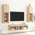 Muebles TV pared con LED 5 pzas madera ingeniería roble Sonoma