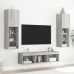 Muebles TV pared con LED 5 pzas madera ingeniería gris Sonoma