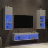 Muebles de TV de pared con LED 6 pzas madera ingeniería blanco