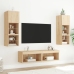 Muebles TV pared con LED 6 pzas madera ingeniería roble Sonoma