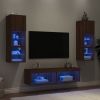 Muebles TV pared con LED 6 pzas madera ingeniería marrón roble